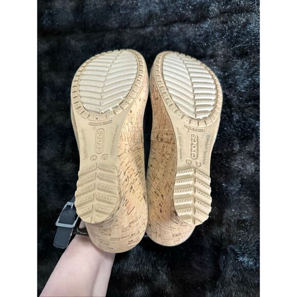 Crocs Women Shoe A Leigh Size 9 Wedge Heel Slingback Sandal espadrille - Picture 4 of 5